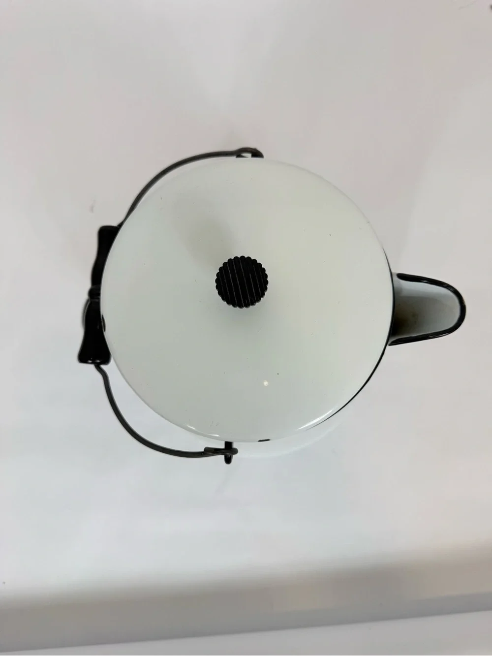 VTG White Enamel Cowboy Kettle/Coffee Pot Lid